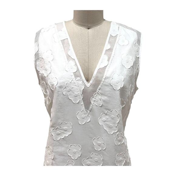 SONIA Rykiel Sheath White Dress US8 FR40 White 3-D Floral Applique Sleeveless - Picture 5 of 9